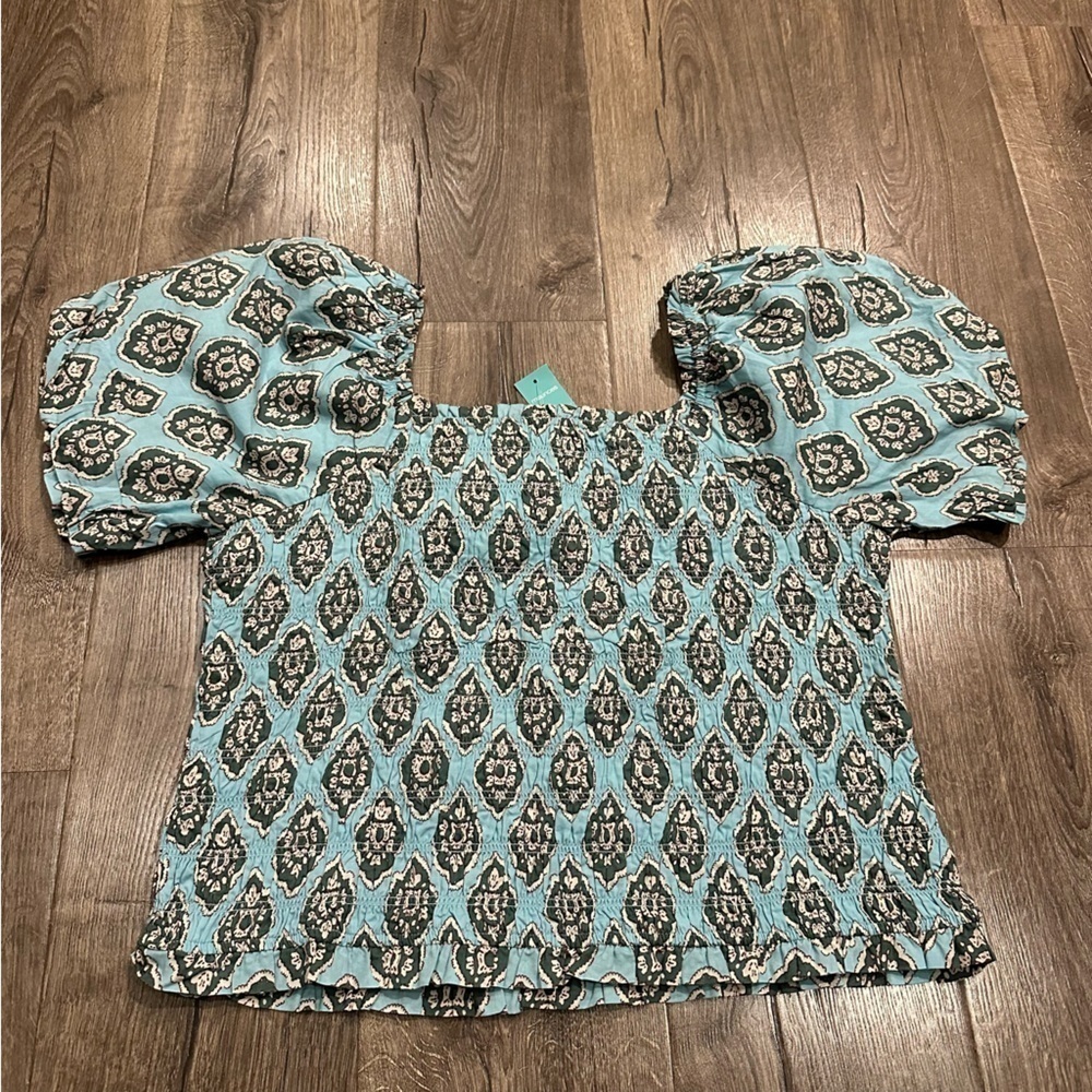 New Maurices Women's Boho Top Shirt Cotton Smocked Puff Sleeve 1X NWT Hippie - Picture 12 of 12